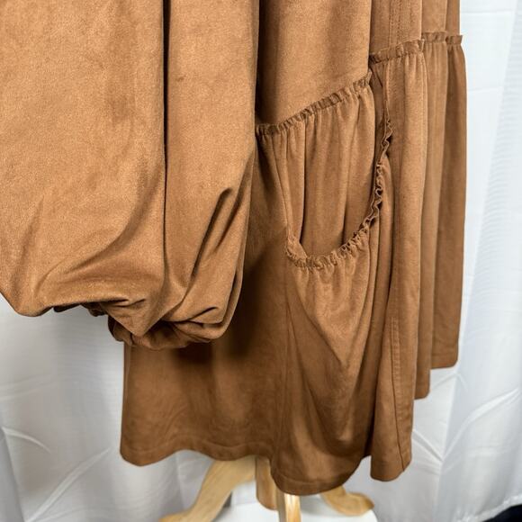 Free People Abbie Vegan Suede Mini Dress Women's Size Large Brown Boho - Picture 5 of 12